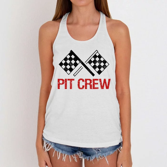 Pit Crew For Racing Car Parties Women's Knotted Racerback Tank