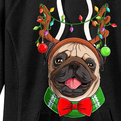 Pug Christmas Festive Cute Women's Fleece Hoodie