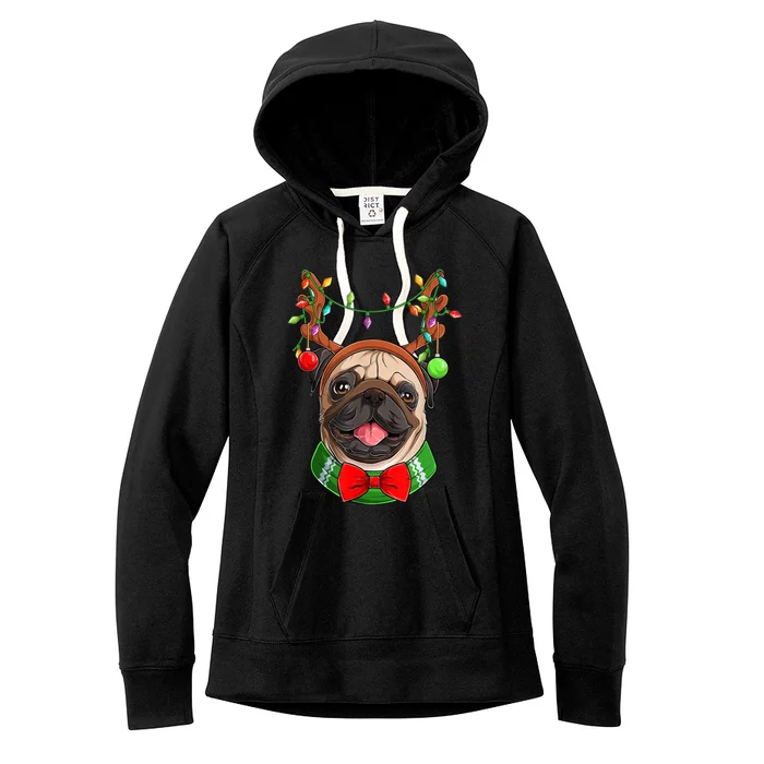 Pug Christmas Festive Cute Women's Fleece Hoodie