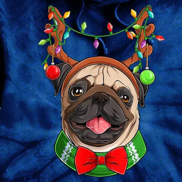 Pug Christmas Festive Cute Tie Dye Hoodie