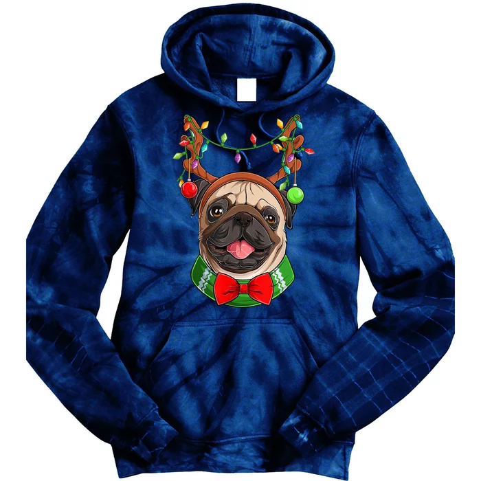 Pug Christmas Festive Cute Tie Dye Hoodie