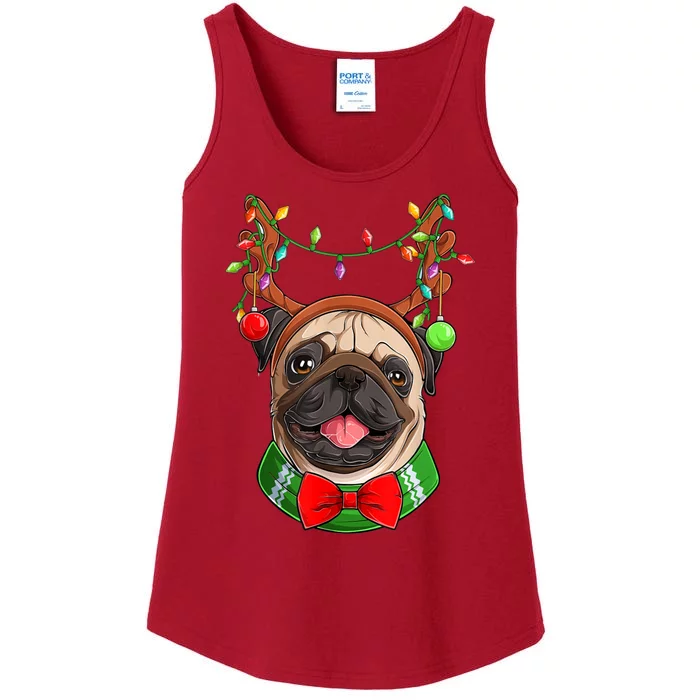 Pug Christmas Festive Cute Ladies Essential Tank