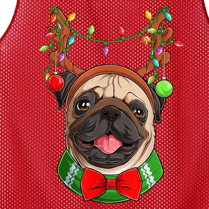 Pug Christmas Festive Cute Mesh Reversible Basketball Jersey Tank