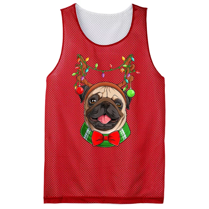 Pug Christmas Festive Cute Mesh Reversible Basketball Jersey Tank