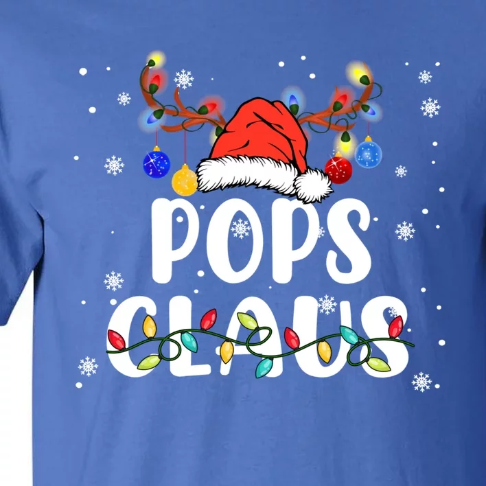 Pops Claus Funny Christmas Lights Pajama Family Team Santa Gift Tall T-Shirt