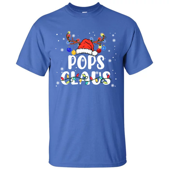 Pops Claus Funny Christmas Lights Pajama Family Team Santa Gift Tall T-Shirt