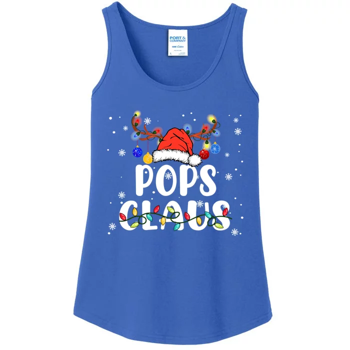 Pops Claus Funny Christmas Lights Pajama Family Team Santa Gift Ladies Essential Tank