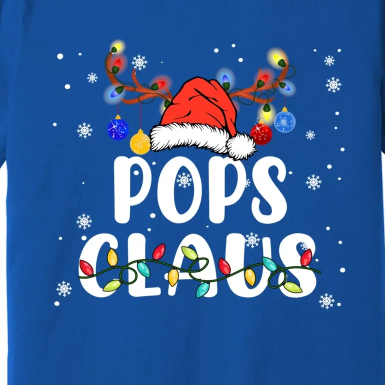 Pops Claus Funny Christmas Lights Pajama Family Team Santa Gift Premium T-Shirt