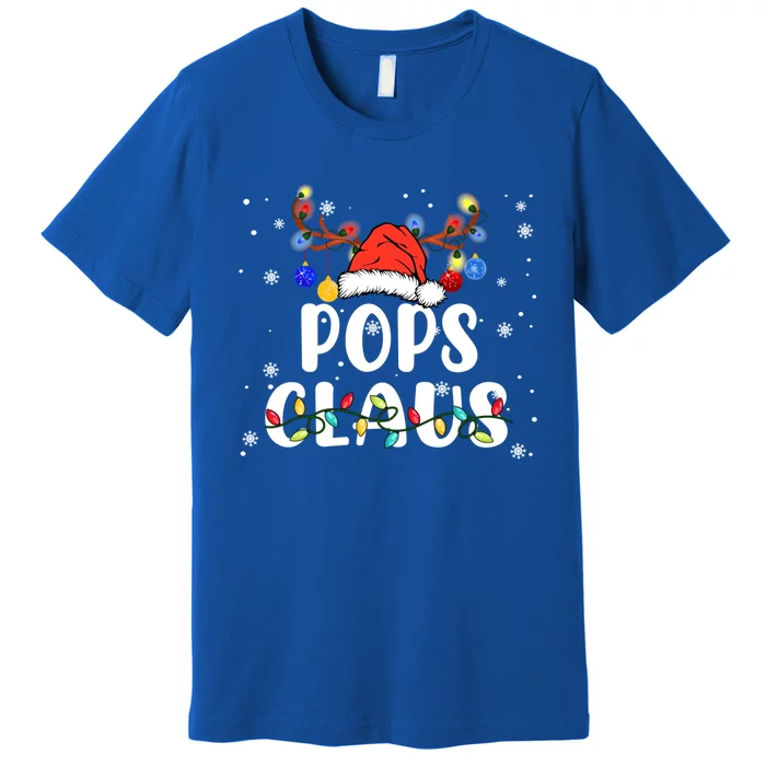 Pops Claus Funny Christmas Lights Pajama Family Team Santa Gift Premium T-Shirt