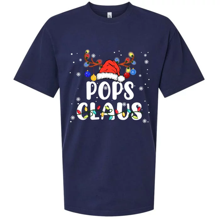 Pops Claus Funny Christmas Lights Pajama Family Team Santa Gift Sueded Cloud Jersey T-Shirt