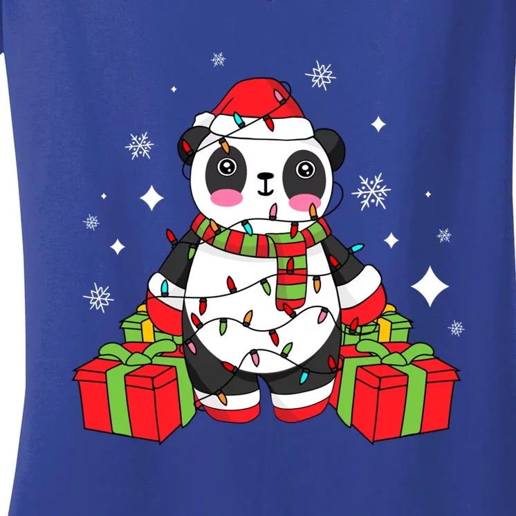 Panda Christmas Funny Gift Women's V-Neck T-Shirt