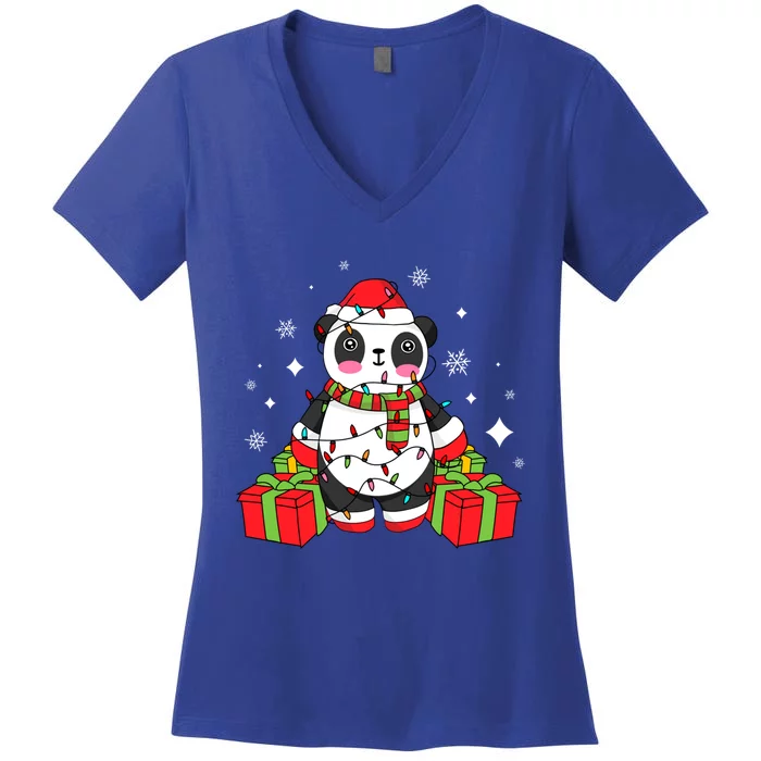 Panda Christmas Funny Gift Women's V-Neck T-Shirt