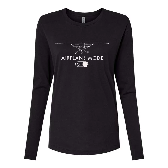 Pilot C172 Flying Gift Airplane Mode Womens Cotton Relaxed Long Sleeve T-Shirt