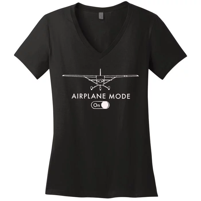 Pilot C172 Flying Gift Airplane Mode Women's V-Neck T-Shirt