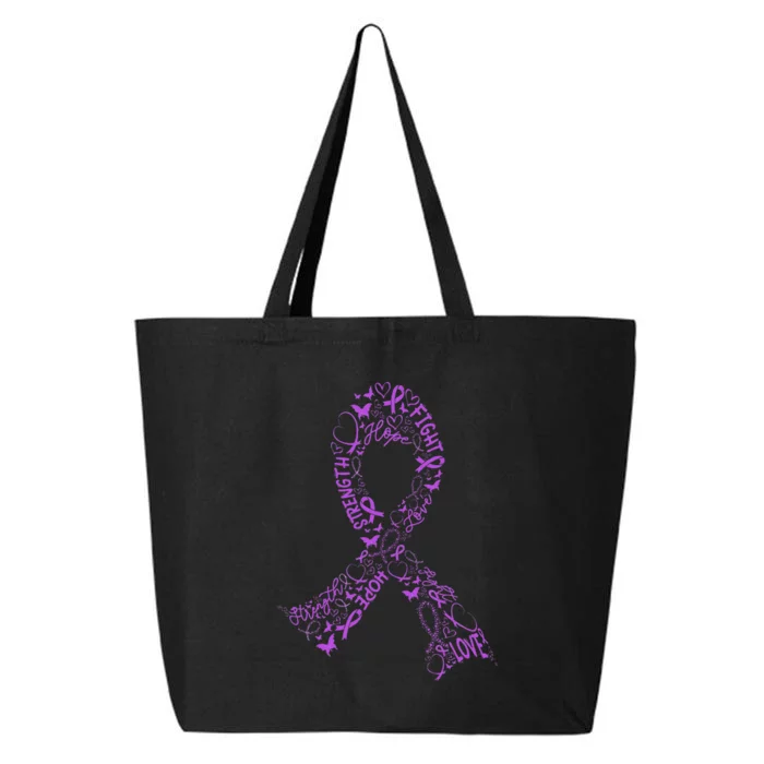 Pancreatic Cancer Fight Warrior Purple Ribbon Awareness Gift 25L Jumbo Tote