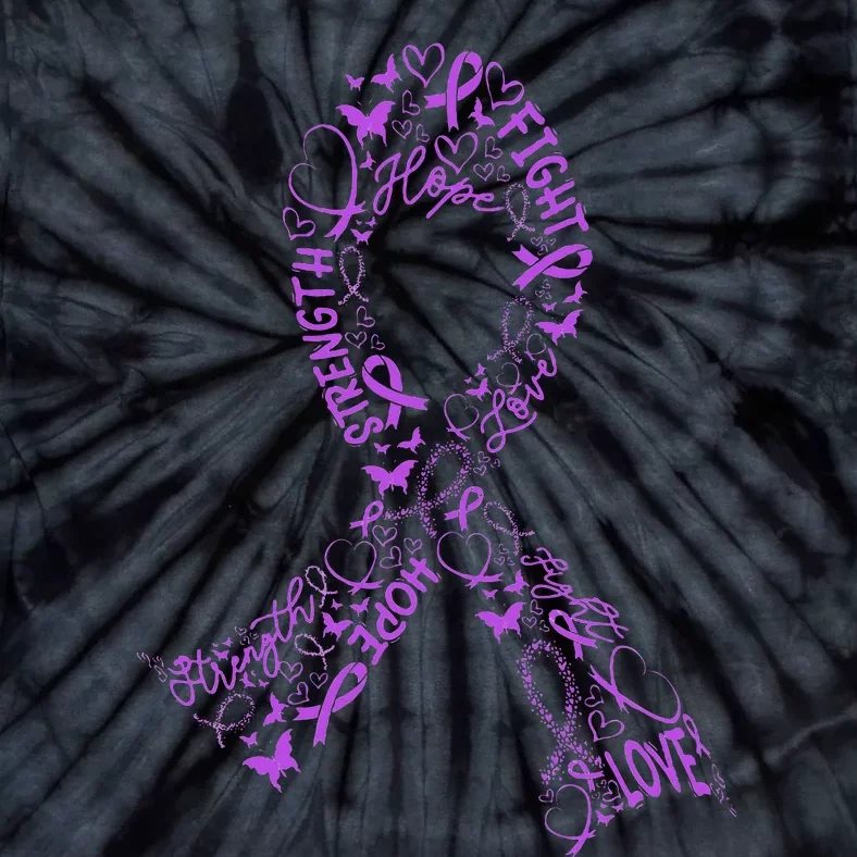 Pancreatic Cancer Fight Warrior Purple Ribbon Awareness Gift Tie-Dye T-Shirt