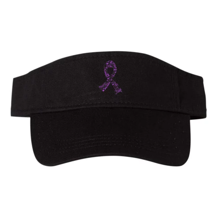 Pancreatic Cancer Fight Warrior Purple Ribbon Awareness Gift Valucap Bio-Washed Visor