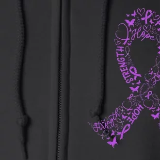 Pancreatic Cancer Fight Warrior Purple Ribbon Awareness Gift Full Zip Hoodie