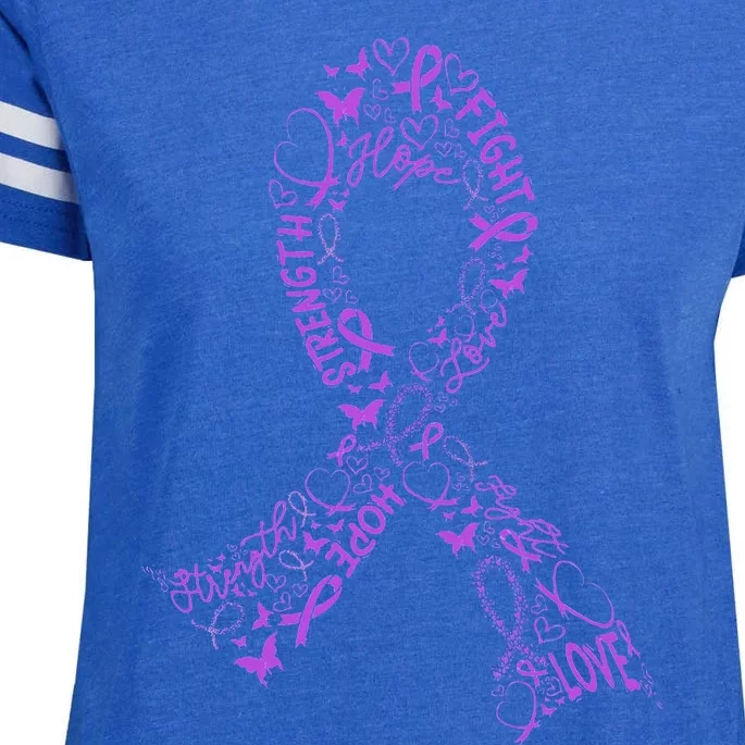 Pancreatic Cancer Fight Warrior Purple Ribbon Awareness Gift Enza Ladies Jersey Football T-Shirt