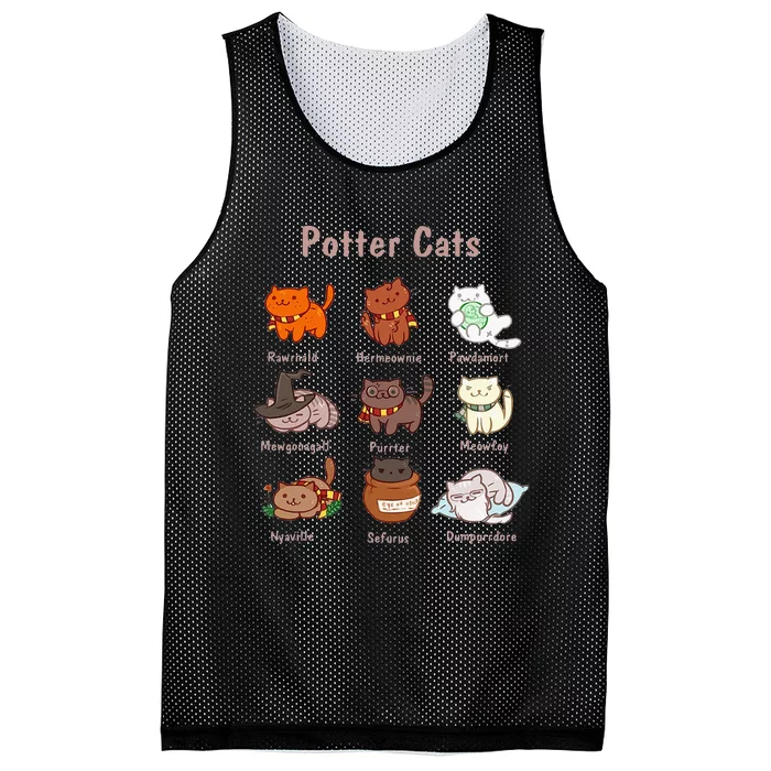 Potter Cats Funny Gifts For Cat Lovers Mesh Reversible Basketball Jersey Tank