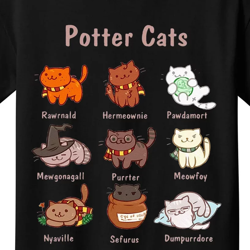 Potter Cats Funny Gifts For Cat Lovers Kids T-Shirt