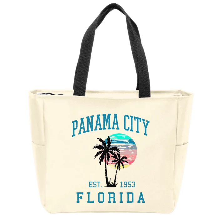 Panama City Florida Spring Vacations Beach Palm Trees Summer Zip Tote Bag