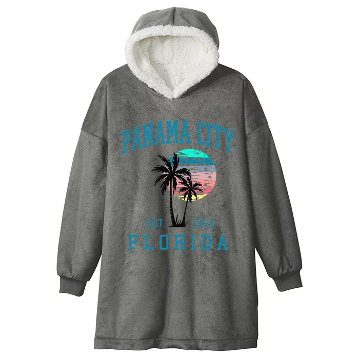 Panama City Florida Spring Vacations Beach Palm Trees Summer Hooded Wearable Blanket