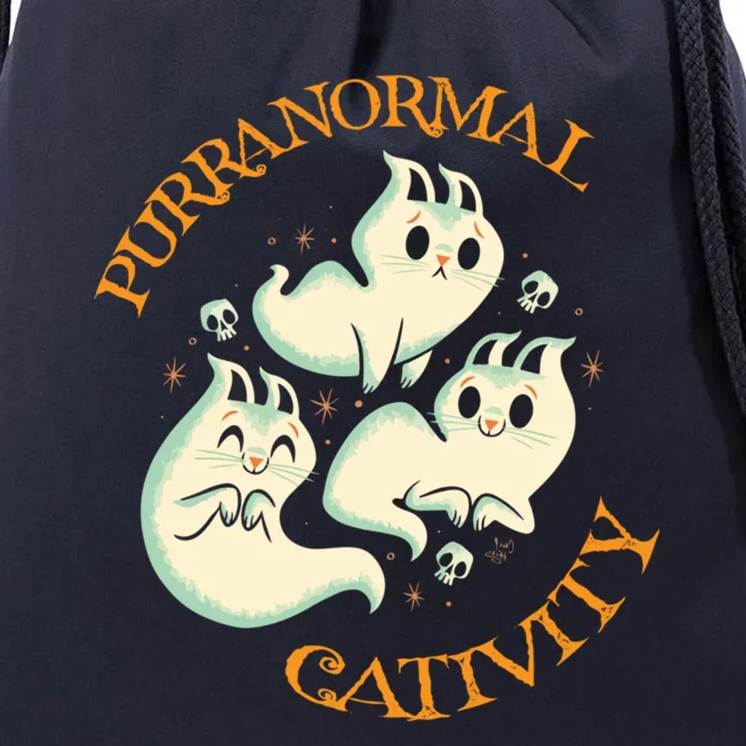 Purranormal Cativity Funny Halloween Costume Ghost Cats Gift Great Gift Drawstring Bag