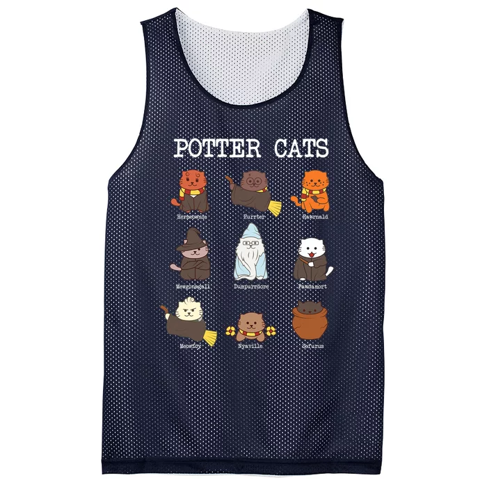 Potter Cats Funny Gifts For Cat Lovers Mesh Reversible Basketball Jersey Tank