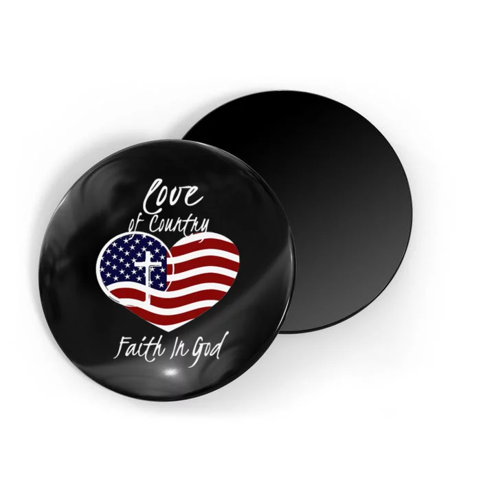 Patriotic Christian Faith In God Heart Cross American Flag Magnet