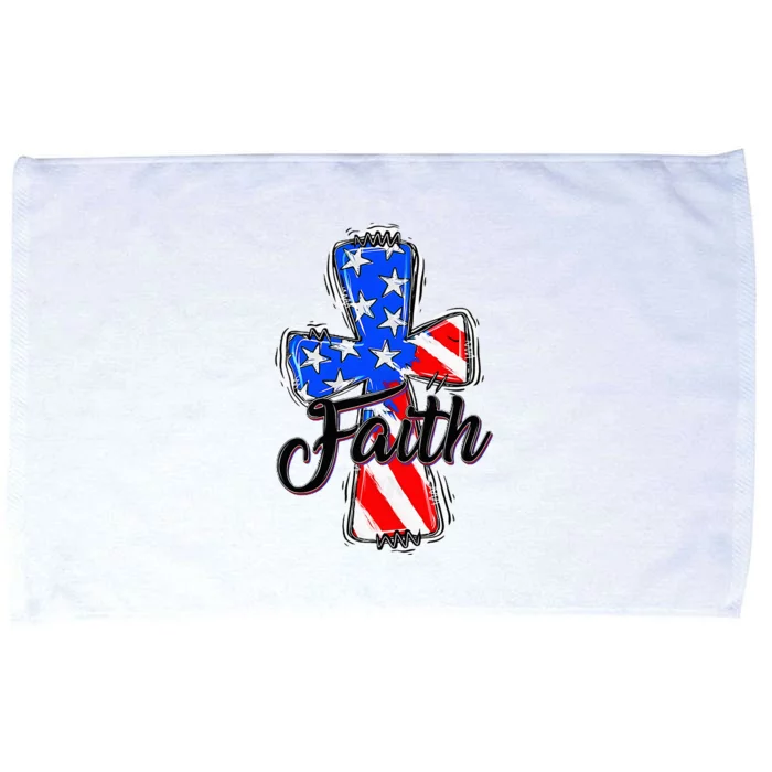 Patriotic Christian Faith Cross America Flag 4th Of July Microfiber Hand Towel