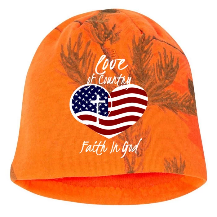 Patriotic Christian Faith In God Heart Cross American Flag Kati - Camo Knit Beanie