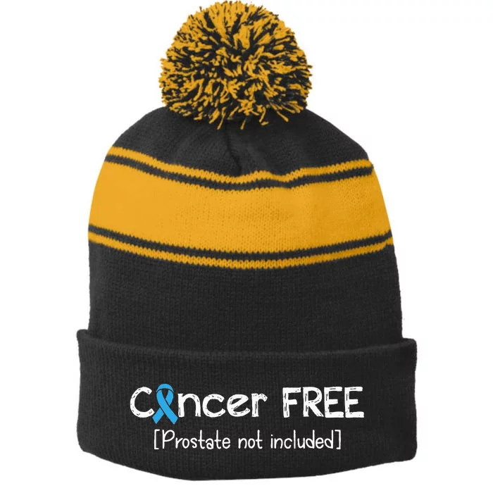 Prostate Cancer Free Prostate Cancer Awareness Ribbon Stripe Pom Pom Beanie