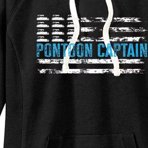 Pontoon Captain Funny Boating 4th Of Julypontoon Boat Women's Fleece Hoodie