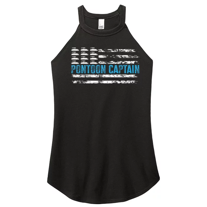 Pontoon Captain Funny Boating 4th Of Julypontoon Boat Women’s Perfect Tri Rocker Tank