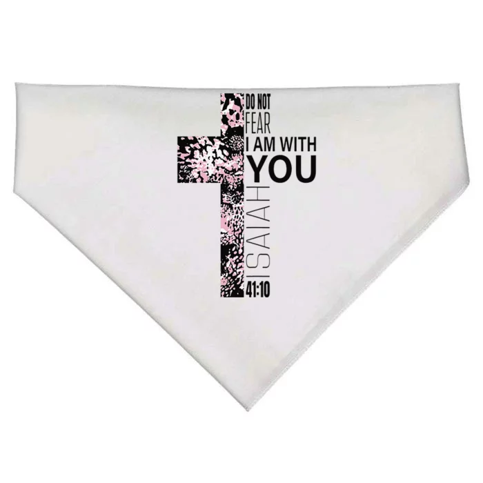 Pink Cross Faith Over Fear Christian Religious Verse Easter USA-Made Doggie Bandana