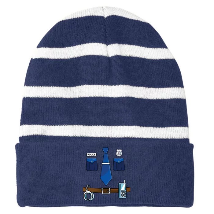 Police Costume For Halloween Police Officer Striped Beanie with Solid Band