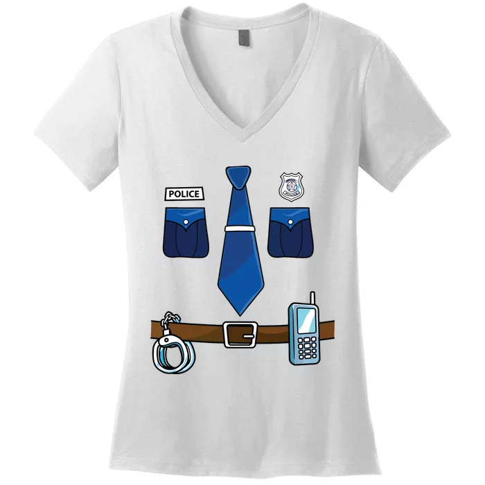 Police Costume For Halloween Police Officer Women's V-Neck T-Shirt