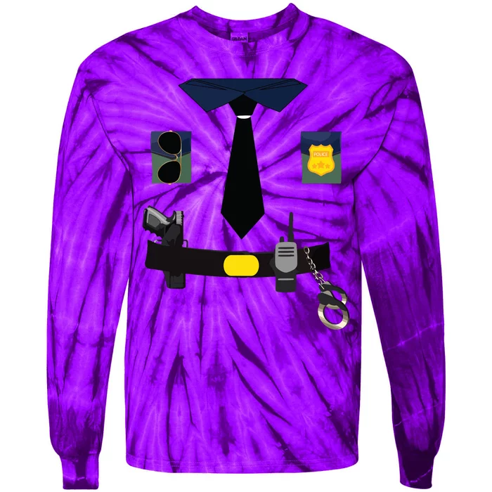 Police Costume For Halloween Police Officer Tie-Dye Long Sleeve Shirt