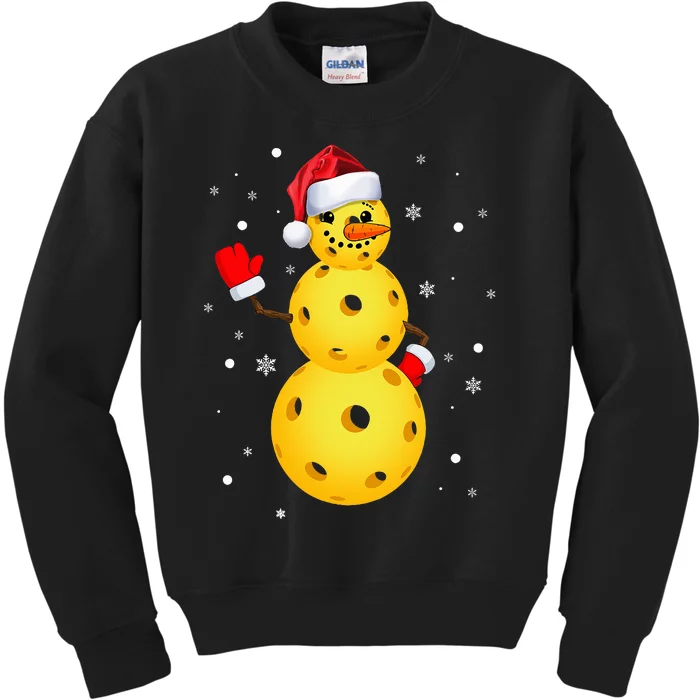 Pickleball Christmas  Funny Pickleball Snowman Kids Sweatshirt