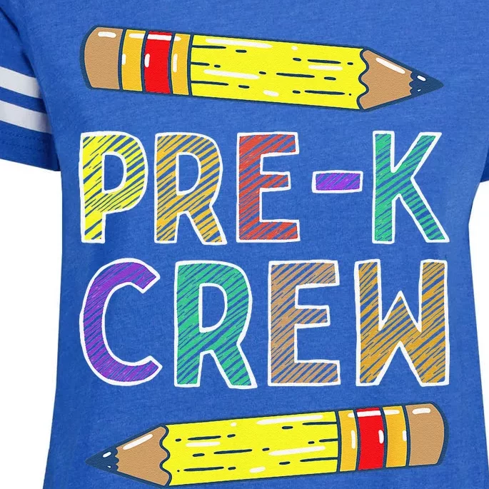 PreK Crew Funny PreK Teachers Back To School Enza Ladies Jersey Football T-Shirt