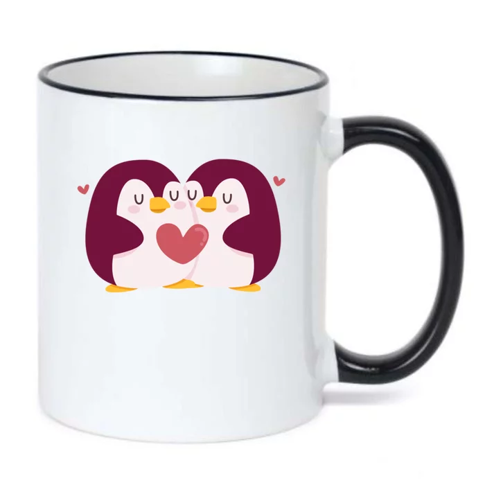 Penguin Couples Gift Wedding Anniversary Valentines Him Her Gift Black Color Changing Mug