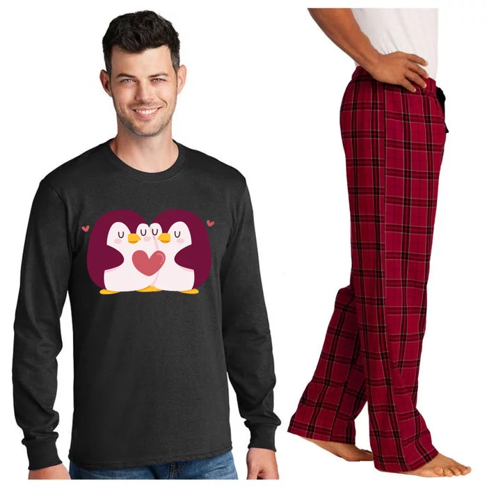 Penguin Couples Gift Wedding Anniversary Valentines Him Her Gift Long Sleeve Pajama Set