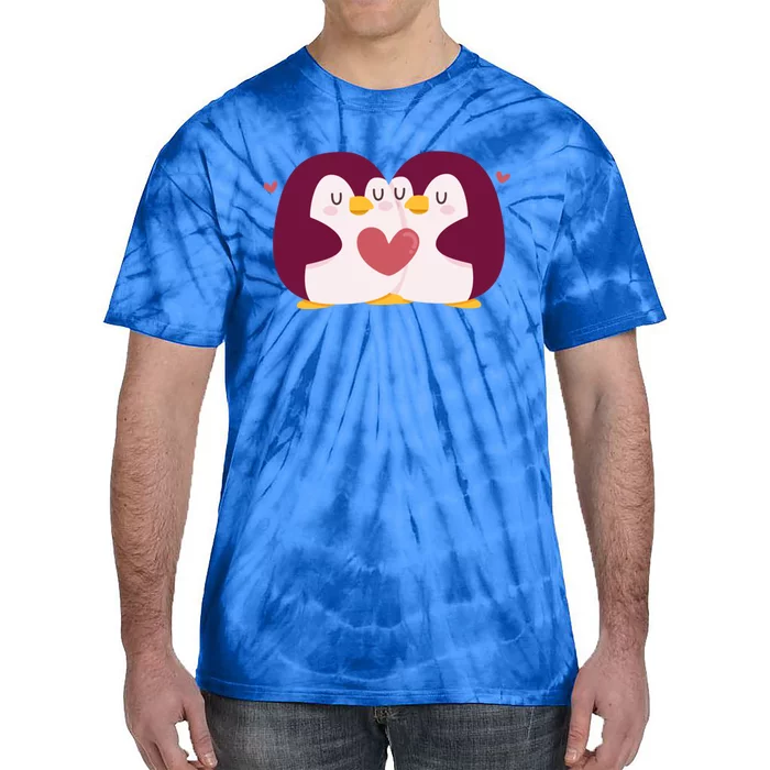 Penguin Couples Gift Wedding Anniversary Valentines Him Her Gift Tie-Dye T-Shirt