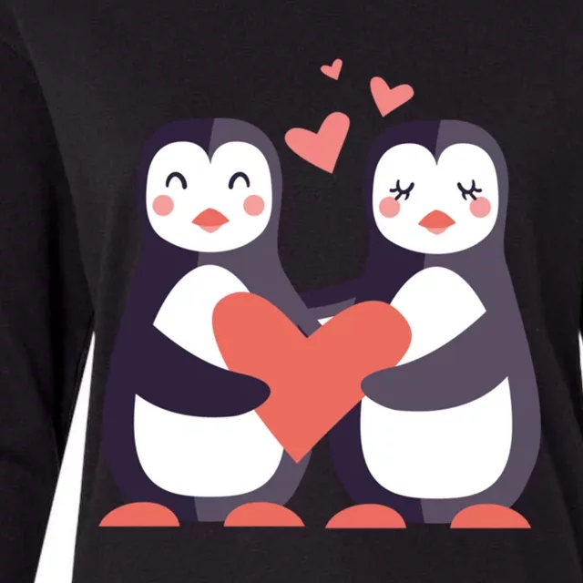 Penguin Couples Gift Wedding Anniversary Valentines Him Her Gift Womens Cotton Relaxed Long Sleeve T-Shirt