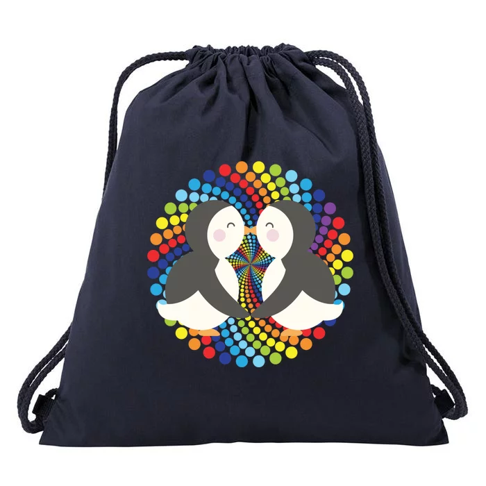 Penguin Couples Gift Wedding Anniversary Valentines Lgbtq Gift Drawstring Bag