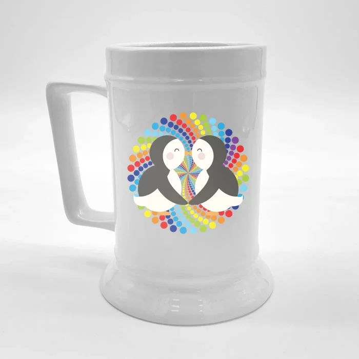 Penguin Couples Gift Wedding Anniversary Valentines Lgbtq Gift Front & Back Beer Stein