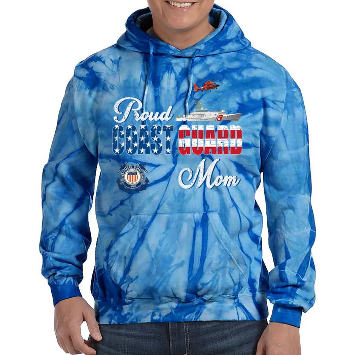 Proud Coast Guard Mom Gift U S Coast Guard Veteran Military Gift Tie Dye Hoodie