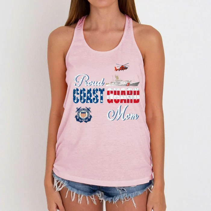 Proud Coast Guard Mom Gift U S Coast Guard Veteran Military Gift Women's Knotted Racerback Tank