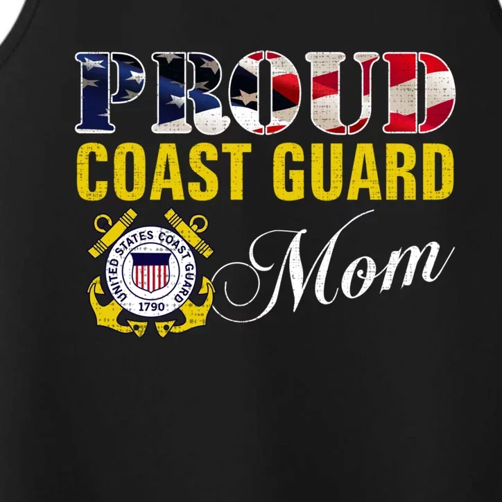 Proud Coast Guard Mom With American Flag For Veteran Day Gift Performance Tank